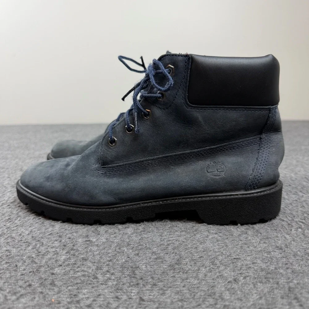 Timberland 6 Inch Boots Boys 6.5 Navy Blue Nubuck Waterproof A10KO